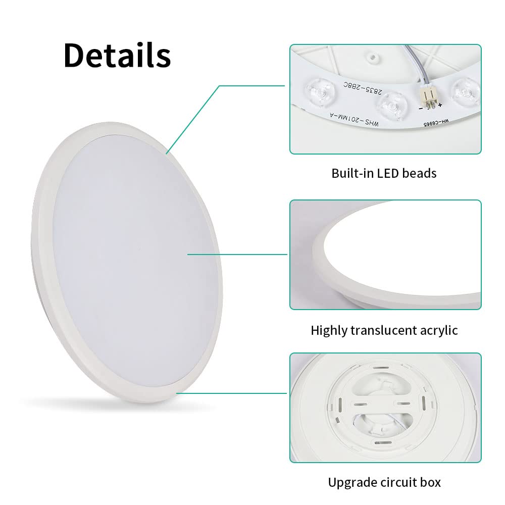 Delipop 12 Inch 24W Led Ceiling Light - Ip54 Waterproof For Indoor/Outdoor Use, Round Fixture