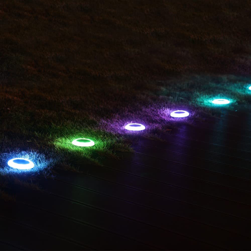 Lamtree 8 Pack 20 Lumens Colorized Solar Ground Lights,Solar Landscape Lights With Mutiple Color Functions For Pool Area, Pathwa