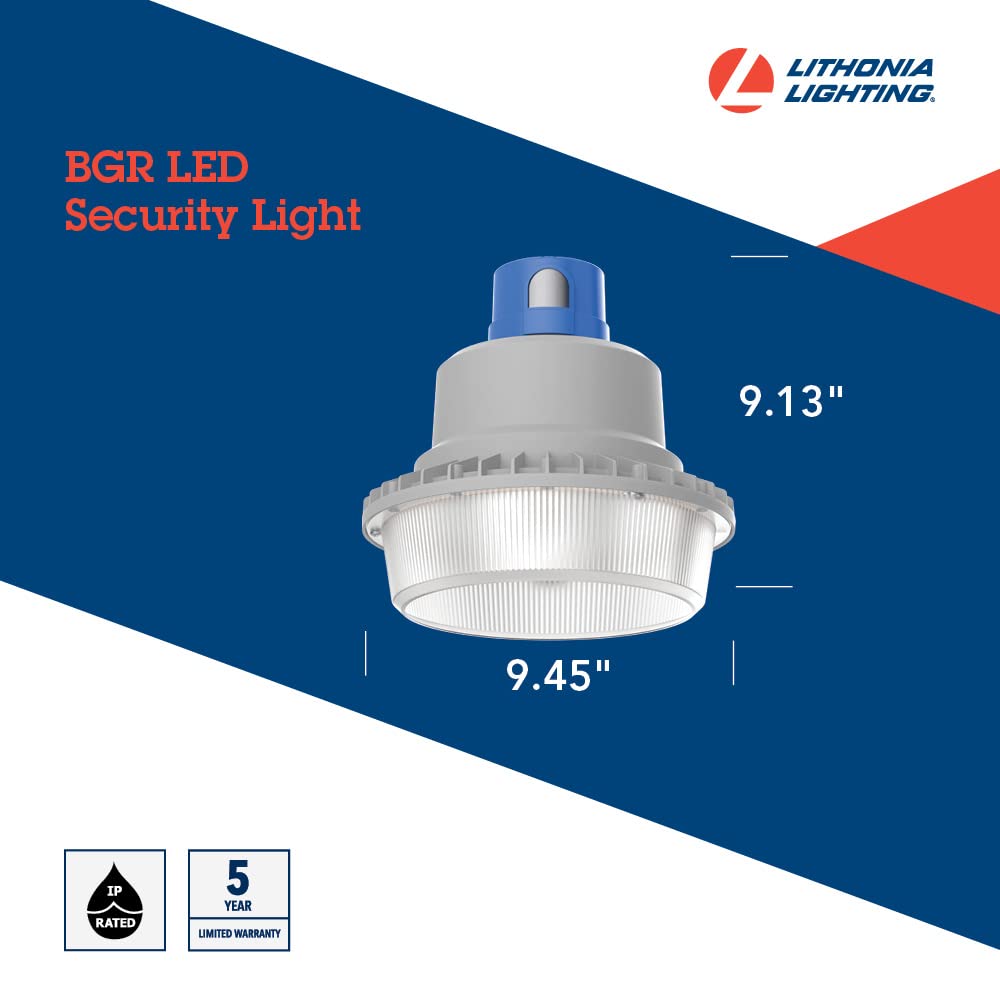 Lithonia Lighting Outdoor LED Security Light, Dusk to Dawn, Adjustable Lumens, Gray, Model BGR ALO SWW2 MVOLT PER DNA M2