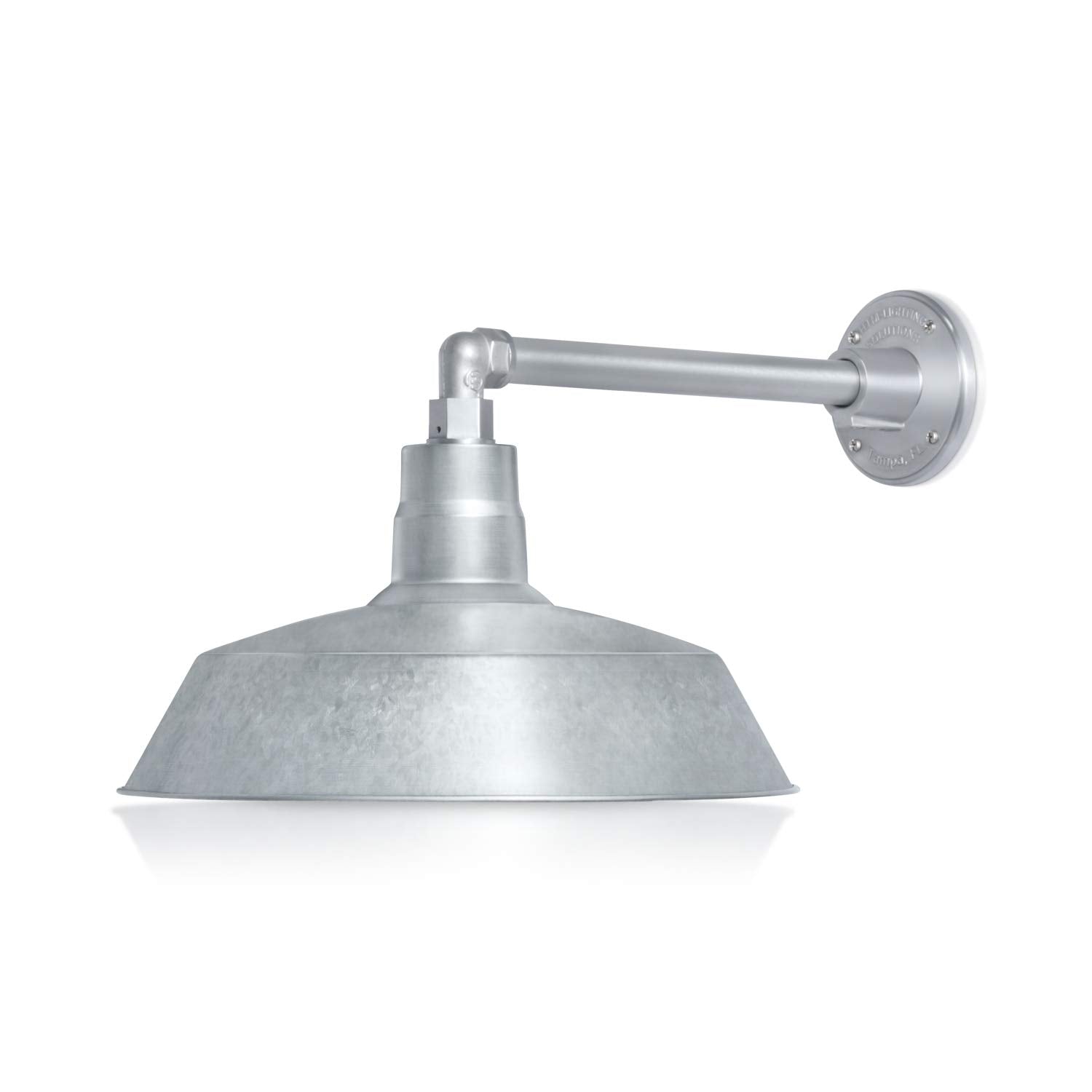 HTM LIGHTING SOLUTIONS 14in. Gooseneck Barn Light Fixture - Galvanized Steel, 9W LED Bulb, Wall Sconce, 13in. Extension Arm