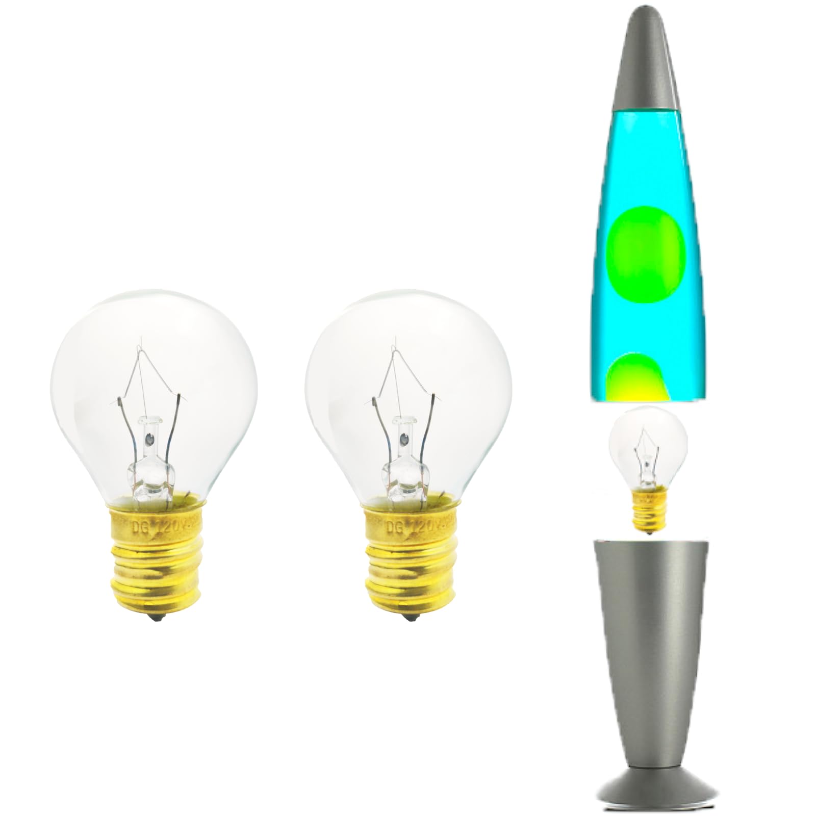 Lava Lamp Bulb 25W, Lava Lamp Light Bulb Replacement S11 E17 For 13-Inch Lava Lamp, 25W 120V E17 Base Bulb, 2-Pack