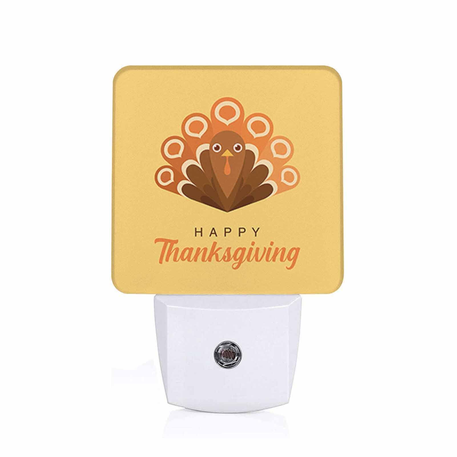 Chrobak Led Night Light With Dusk To Dawn Sensor, 41W Watercolor Thanksgiving Turkey, Model Wml-Night-Light-231023-45