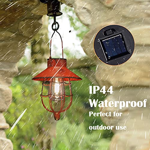 YAKii Solar Lanterns 2 Pack - Waterproof Metal Lamp with Warm White Light for Yard Garden Pathway - Red - Model LP110