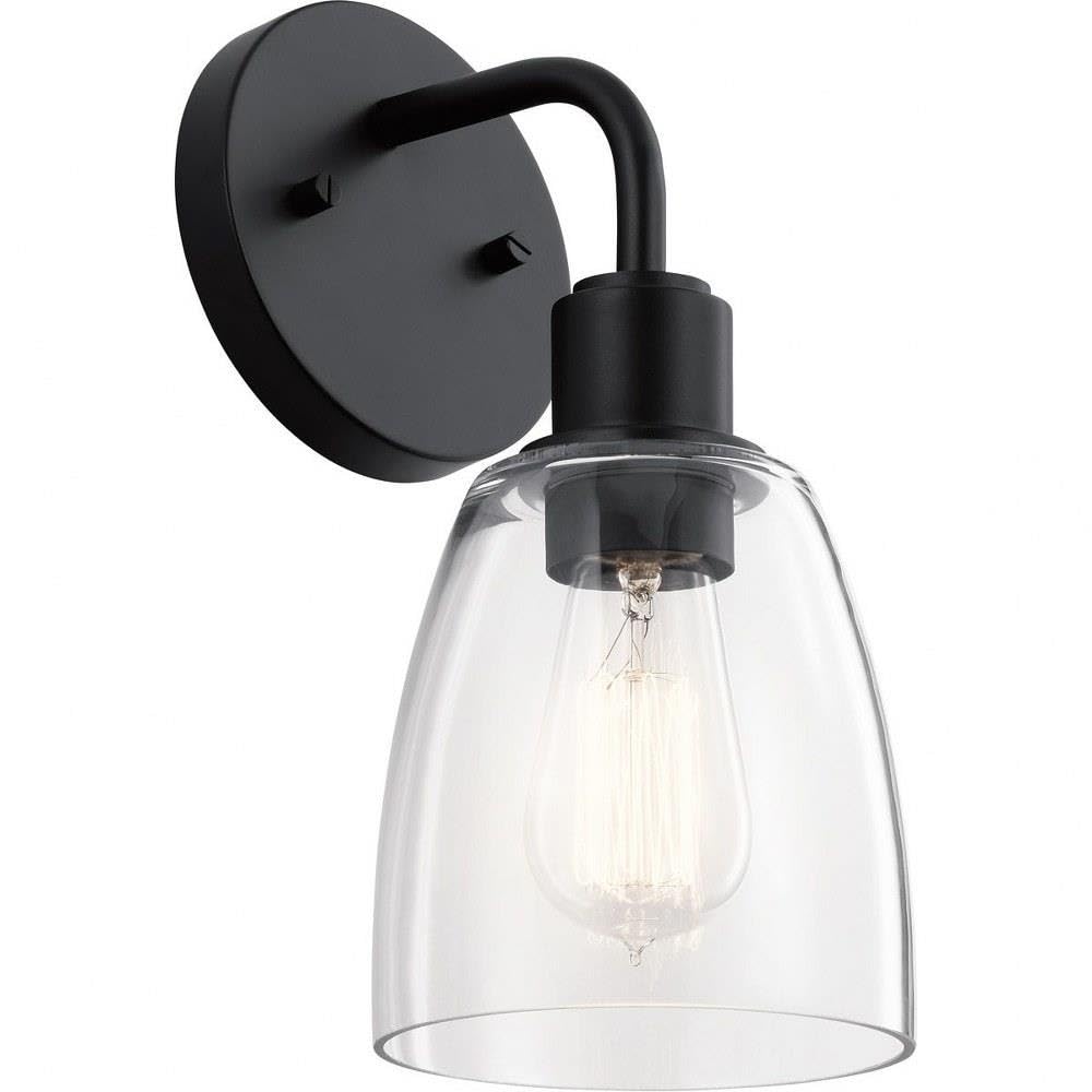 Kichler Meller 11 Inch 1 Light Wall Sconce With Clear Glass In Black