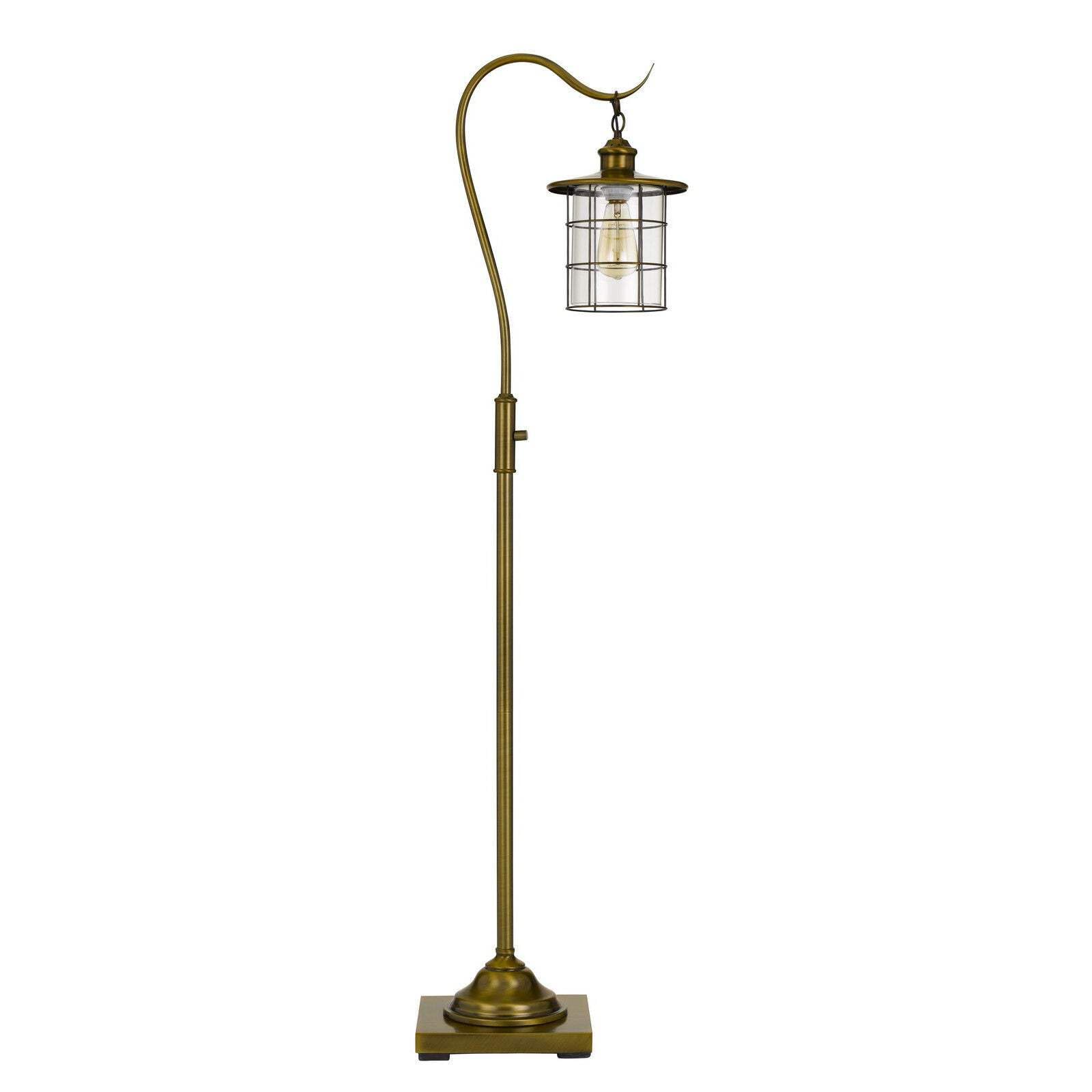 HomeRoots Traditional Shaped Floor Lamp with Bronze Glass Drum Shade, 60 in. Tall, Elegant Design