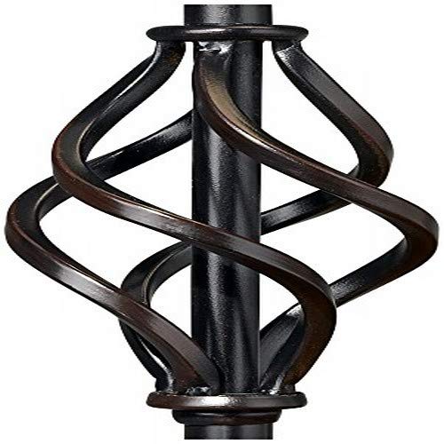 Cal Lighting Bo-2095Fl Table Lamp With Beige Fabric Shades, Cherry Finish