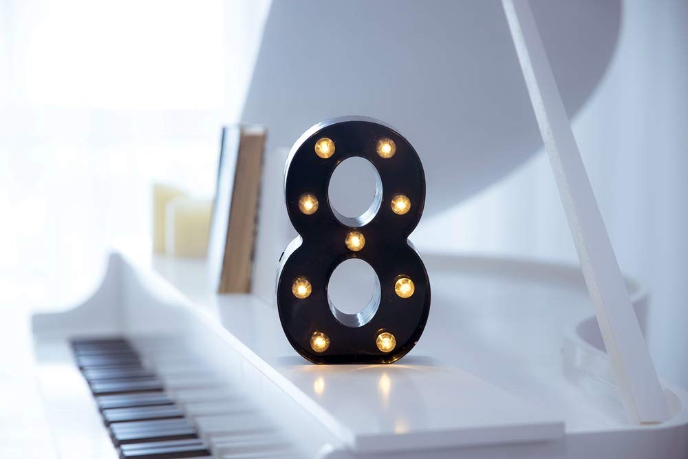 Foaky Black LED Marquee Number Lights, Battery Powered for Wedding/Birthday, Home Bar Decoration, Made of Acrylonitrile Butadiene Styrene