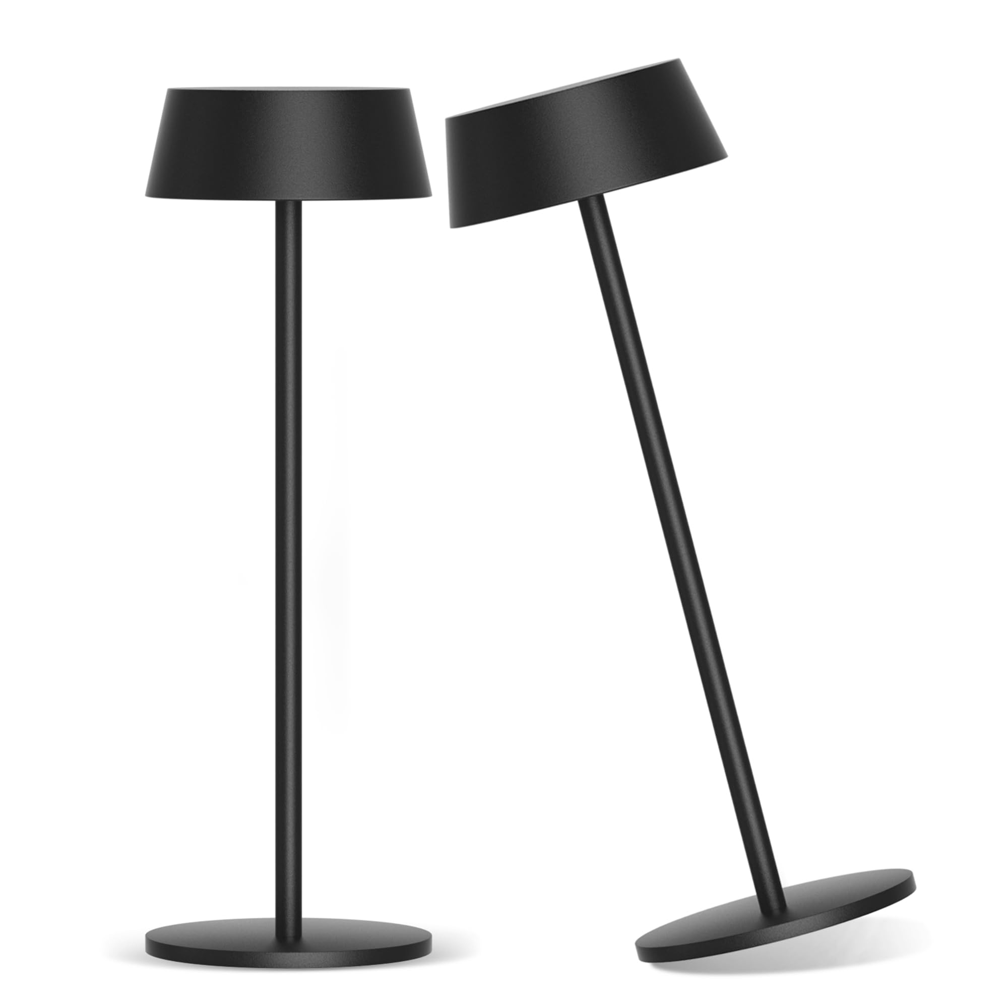 Aipsun Table Lamps Set of 2, Black Battery Operated Table Lamp Cordless Outdoor Touch LED Table Lamp for Restaurant/Living Room/