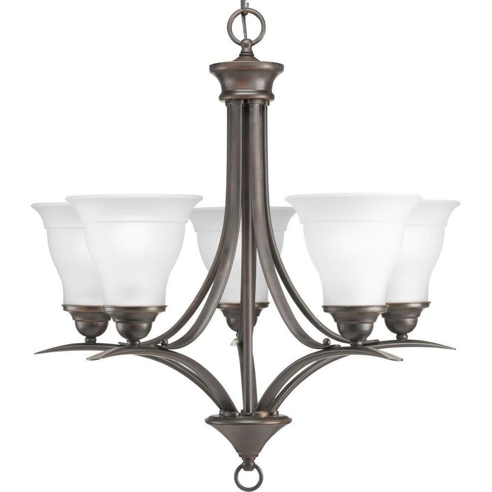 Trinity Collection 5-Light Etched Glass Traditional Chandelier Light Antique Bronze