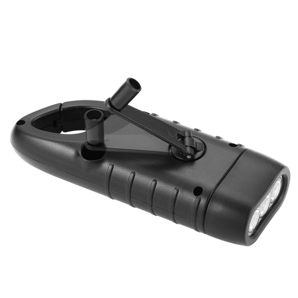 Simpeak Hand Crank Solar Powered Flashlight, Emergency LED Torch, 2PCS, Black, Model DT-309A, ABS Material