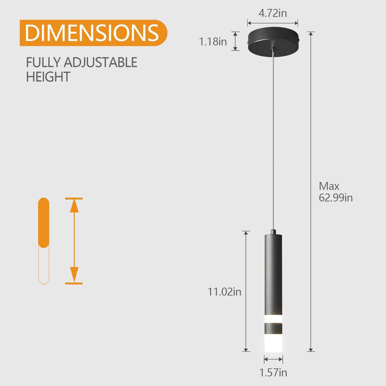 LIANGMH Modern Pendant Light Dimmable LED Aluminum Kitchen Fixture 1-Pack Black Model LIANGMH-082