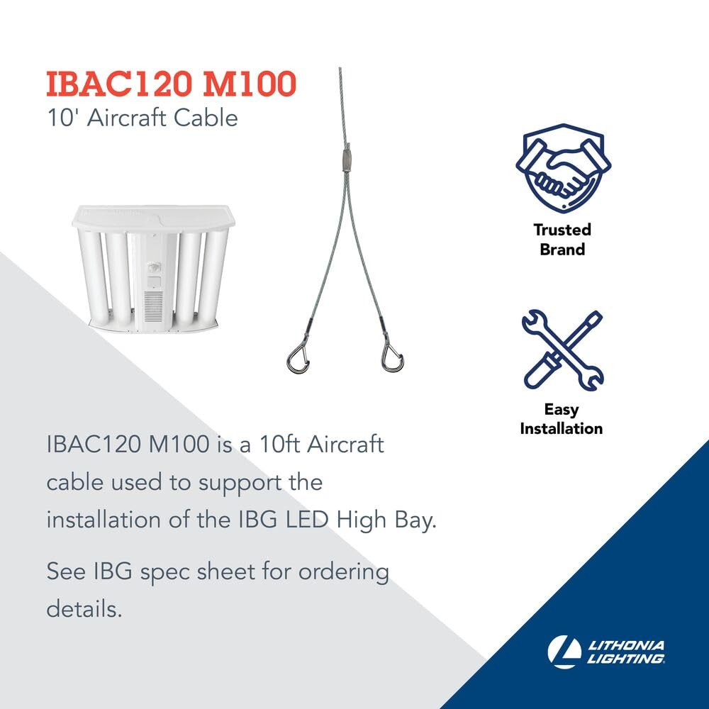 Lithonia Lighting Ibac120 M20 120'' Air Craft Cable (One Pair)