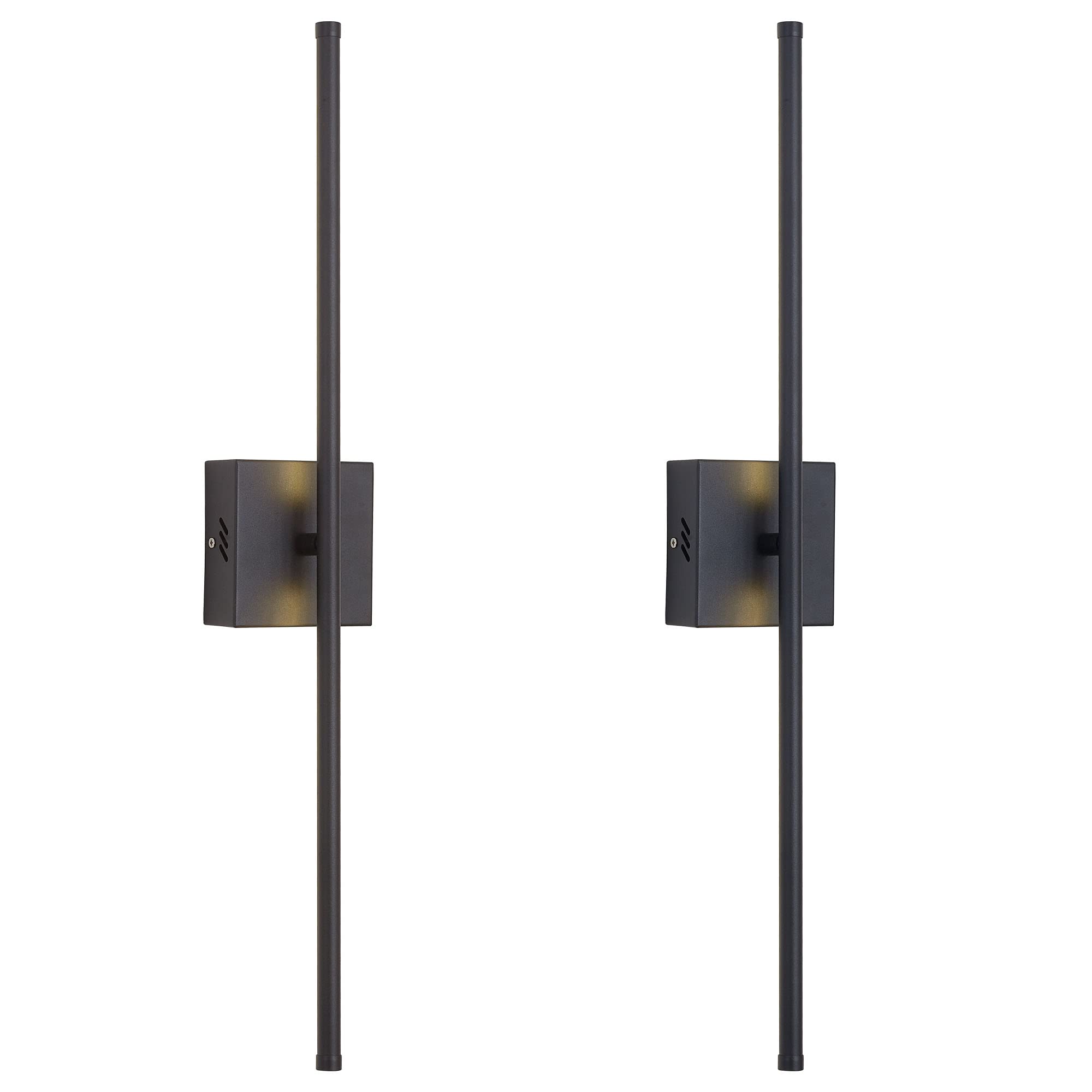 Kartoosh Modern Wall Sconces Set Of Two, Dimmable Hardwired Wall Sconces, 350° Rotate, Led Matte Black Wall Light Fixtures, 3000K Warm Light Wall Lamp For Bathroom, Living Room, 27.8 Inch (2 Pack)