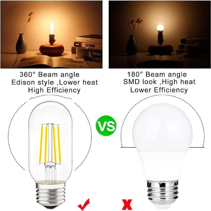 Livemax Led Tubular Bulb 4W Daylight White 5000K E26 Clear Edison Bulb,40W Equivalent 400 Lumens, Antique Edison Style Led Filam