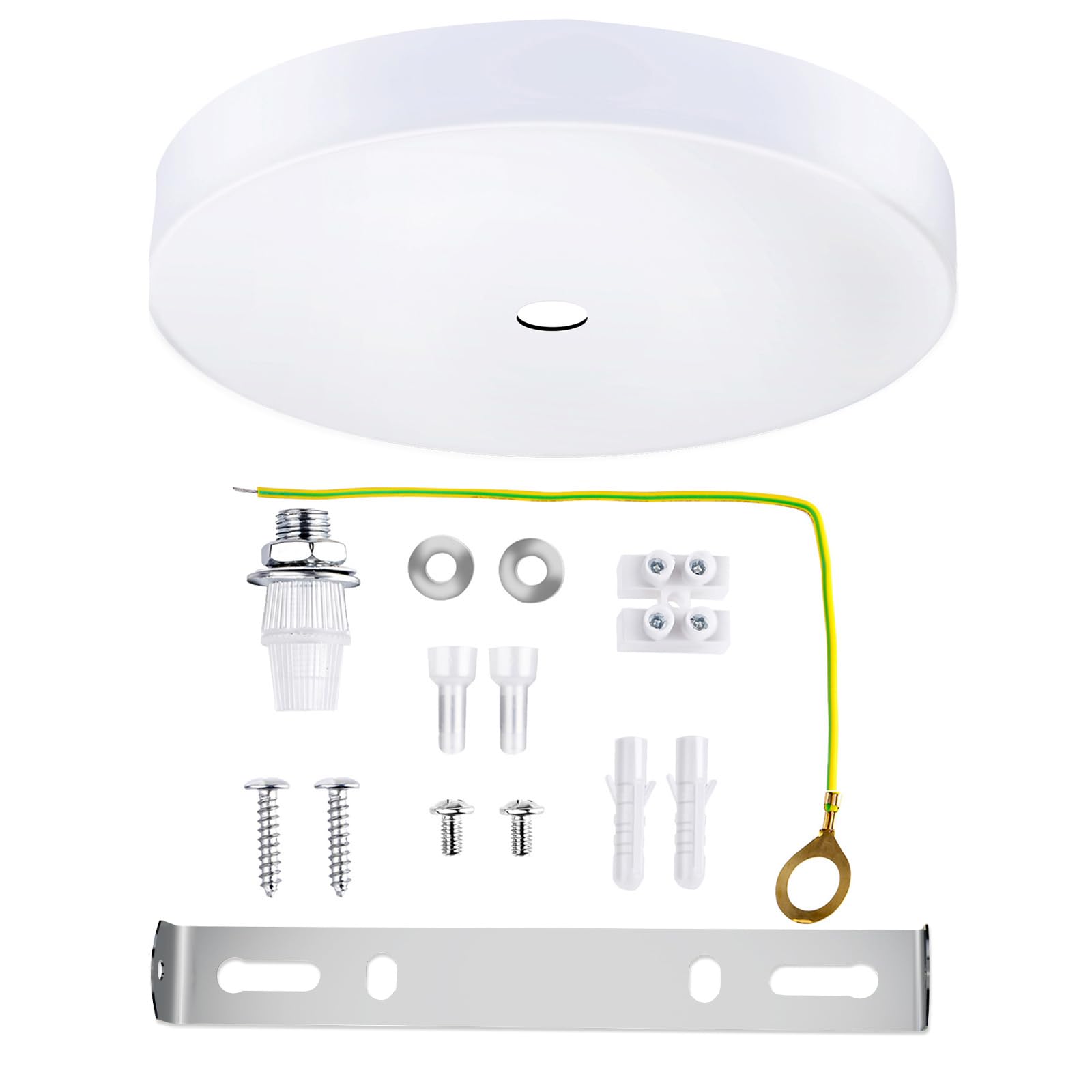 Arturesthome 7'' White Ceiling Plate Light Kit Rewind Single Hole with Hardware,Ceiling Canopy for Pendant Lighting or Chandelie