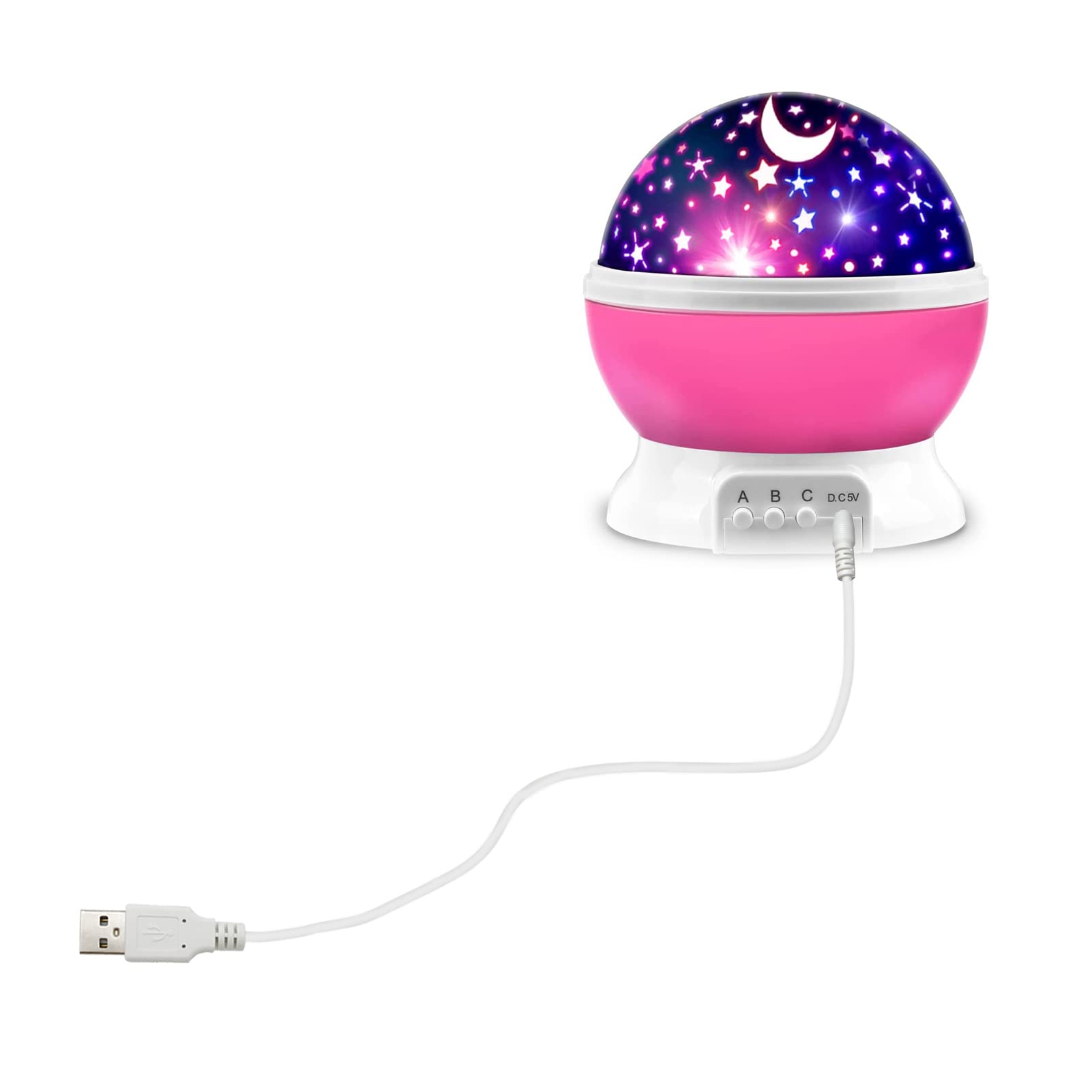 PDEEY Moon Lamp Charger for Kids - Star Project Night Light, USB to DC Cord, 4.5 ft, White, Polyvinyl Chloride Material