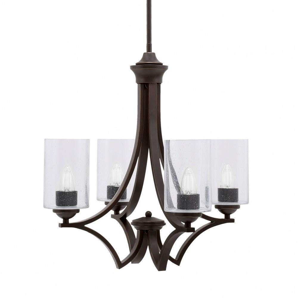 Toltec Lighting 564-DG-300 Zilo - 4 Light Uplight Chandelier-19.75 Inches Tall and 19 Inches Wide, Finish Color: Dark Granite, Glass Color: Clear Bubble