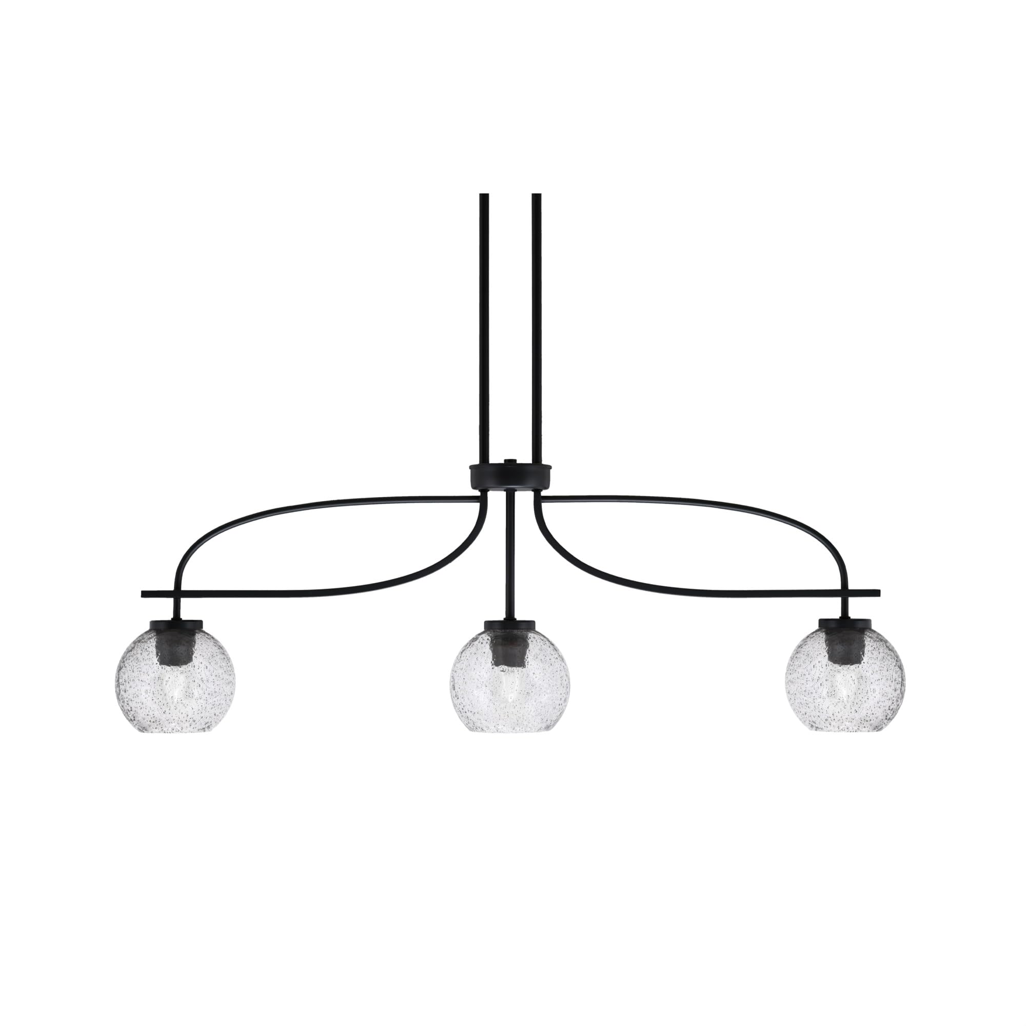 Cavella 3 Light Island Light Shown in Matte Black Finish with 5.75&quot; Smoke Bubble Glass