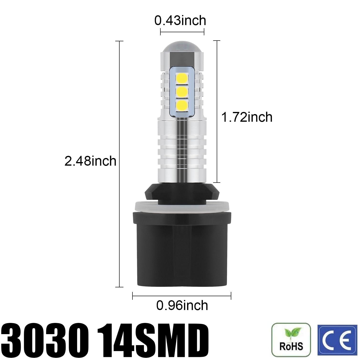 KISLED 880 LED Fog Light Bulb, Extremely Bright with Projector DRL, High Power 3030 Chips, 880 Size, Gold Yellow