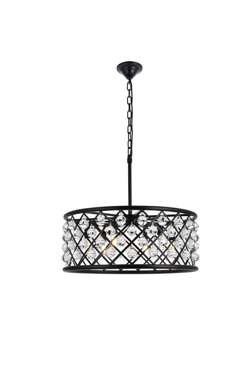 Elegant Lighting 1213D25MB/RC 6-Light Pendant Lamp, Mocha Brown Finish, Crystal, 25in Depth x 10.5in Height