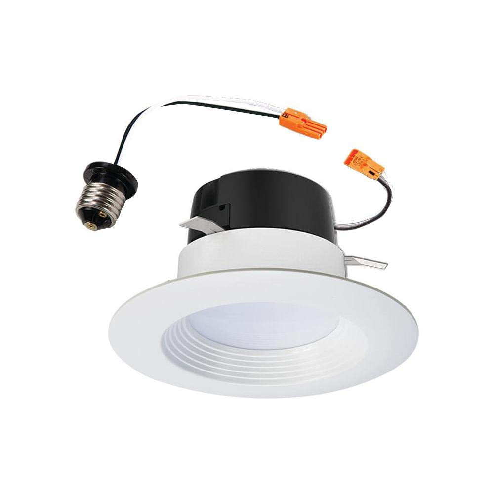 Halo 4 Inch Recessed Led Can Light - Retrofit Ceiling & Shower Downlight - 3000K -Baffle White Trim (6 Pack)