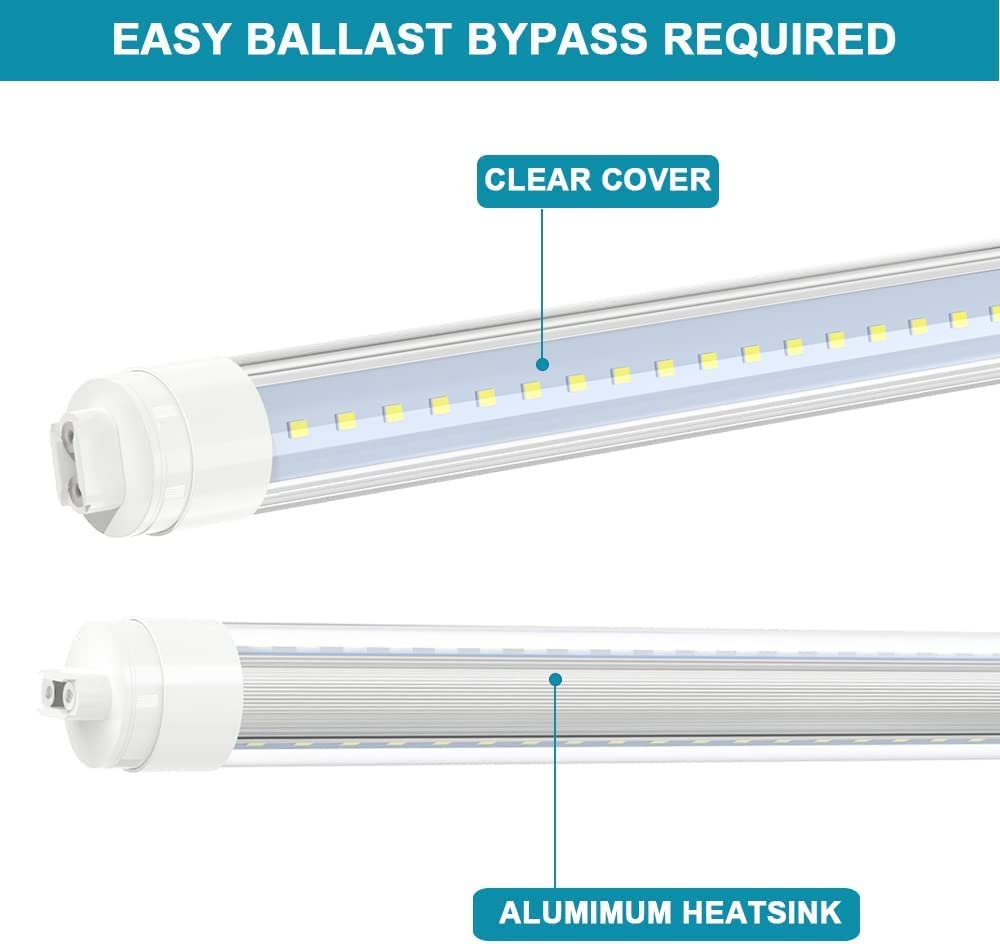 Jesled 360 Degree T8 T10 T12 8Ft 52W R17D/Ho Base, Led Outdoor Tubes For Double Sided Signs 6000K Cool White Clear Cover (4-Pack