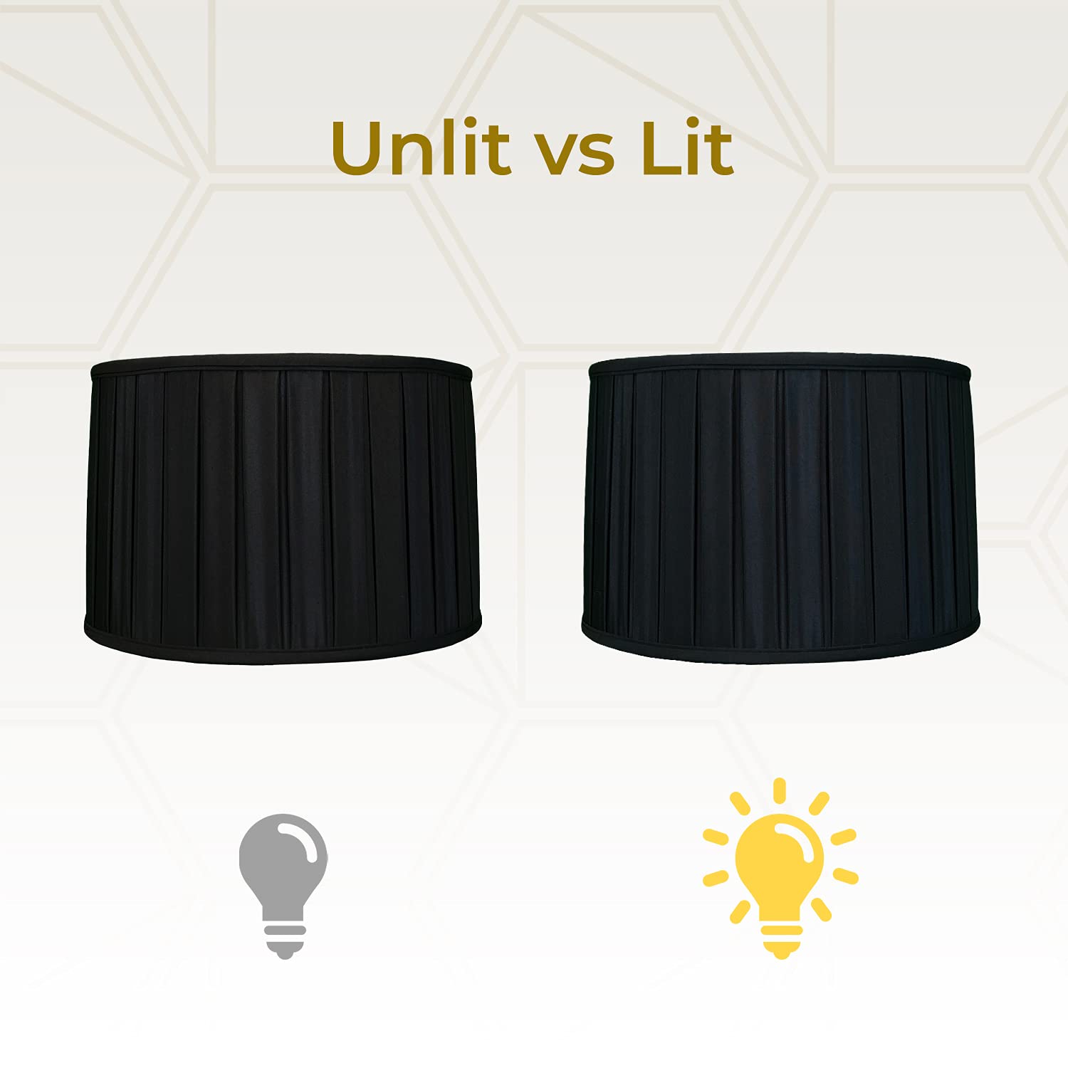Royal Designs, Inc Bs-748-16Blkgl Royal Designs Shallow Drum English Box Pleat Basic Lamp Shade, Black With Gold, 15&quot; X 16&quot; X 10&quot;, 15 X 16 X 10