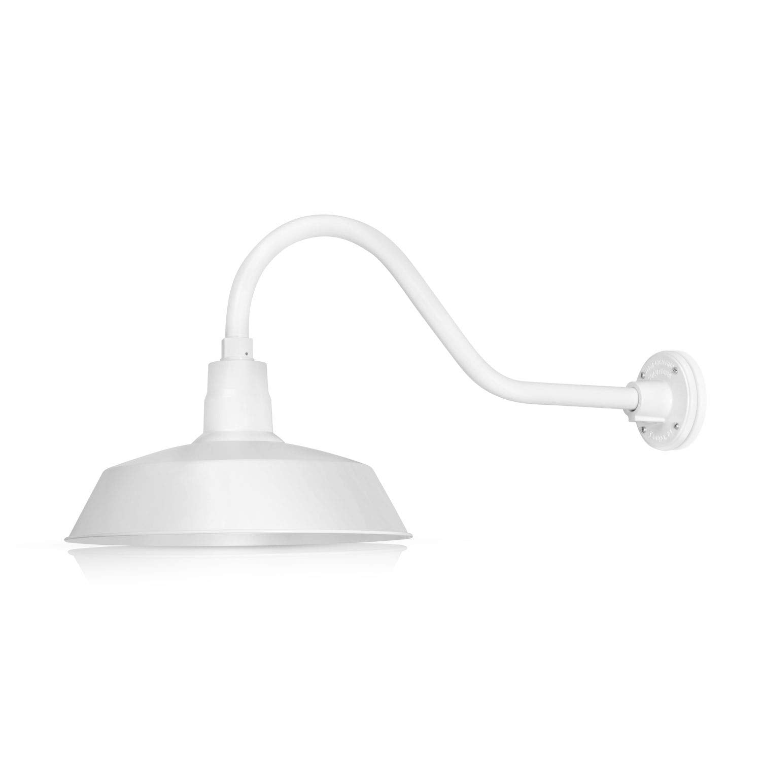 HTM LIGHTING SOLUTIONS 14in. Gooseneck Barn Light Fixture - 22in. Extension Arm, Alloy Steel, White, UL Listed, 2-Pack