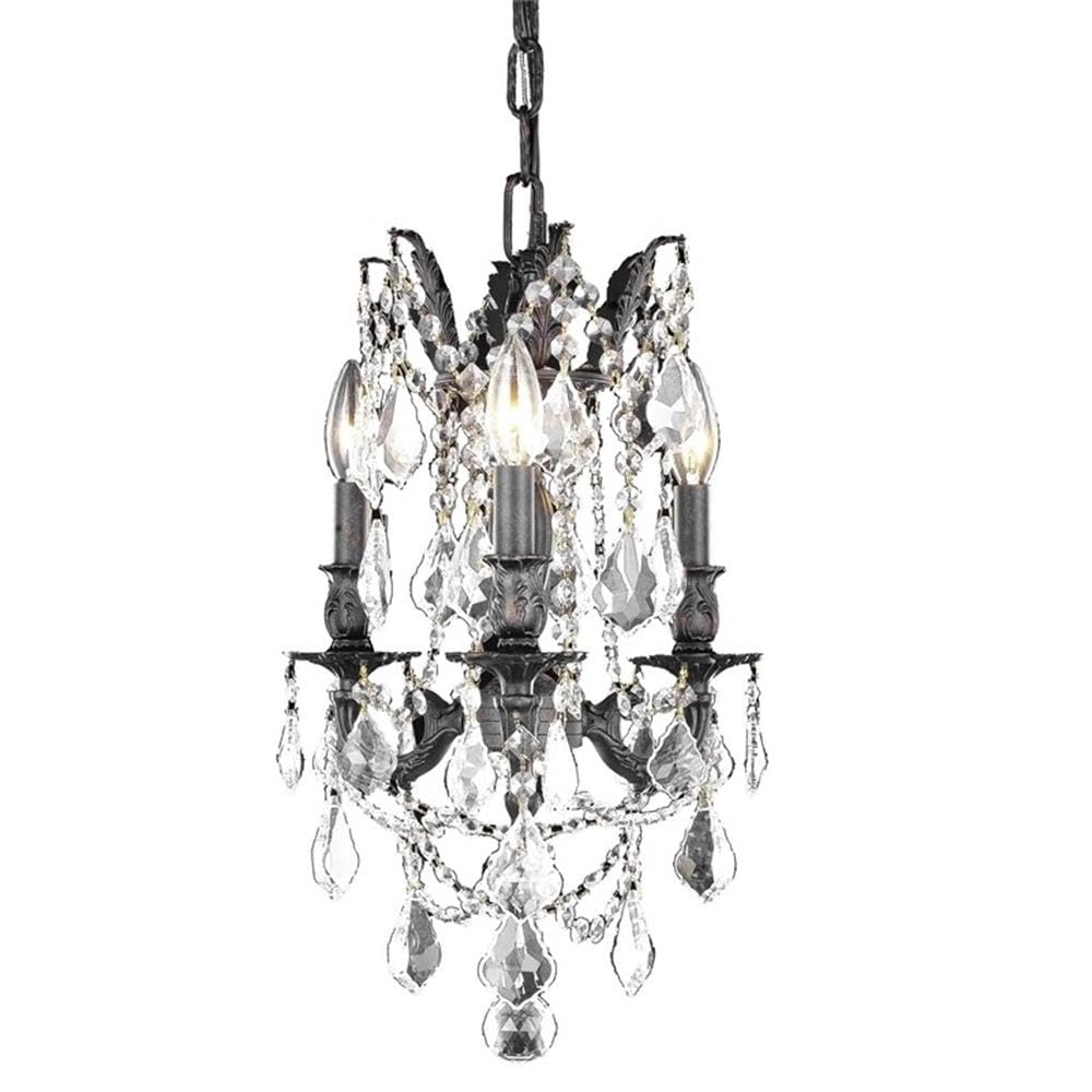 Elegant Lighting 3-Light Dark Bronze Mini Chandelier, 13in x 18in, Model 9203D13DB-GT/RC