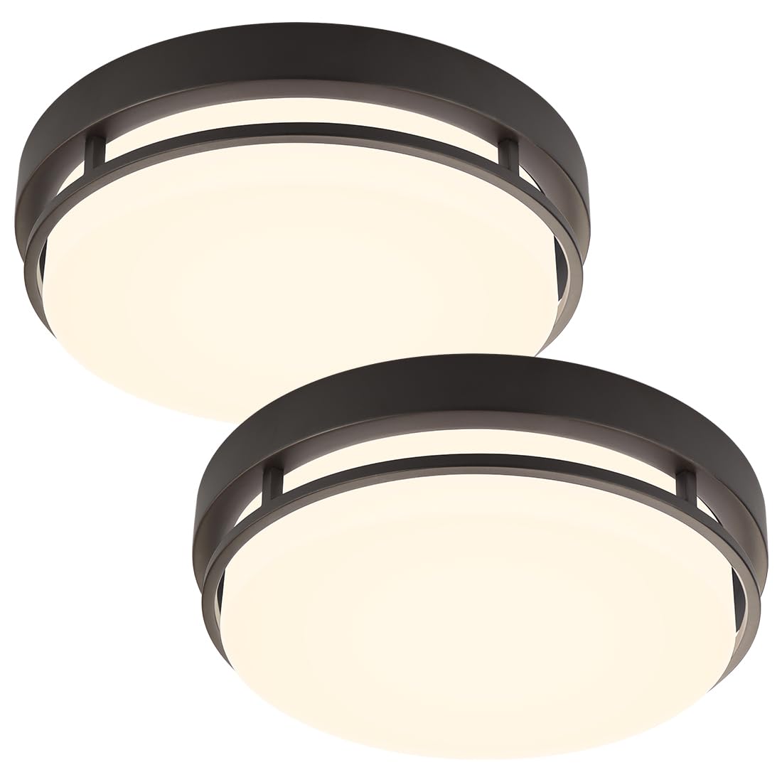Xbuyee 2Pack Led Flush Mount Ceiling Light Fixture 13" 20W, 3000/4000/5000K Color Adjustable, Dimmable Ceiling Lamp For Kitchen, Hallway, Stairwell, Oil Rubbed Bronze, Etl