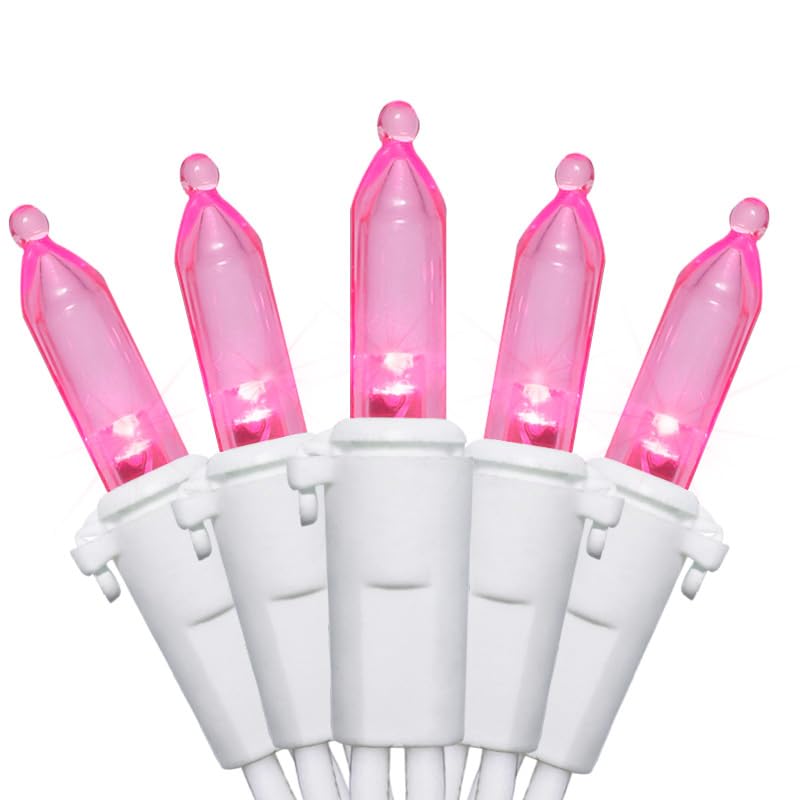 Pink Led Christmas Lights - 100 Count Pink Christmas String Lights For Tree  Party  Bedroom  Wedding  Indoor And Outdoor Valentines Day Decorations  33 Feet White Wire  Ul Certified  Connectable