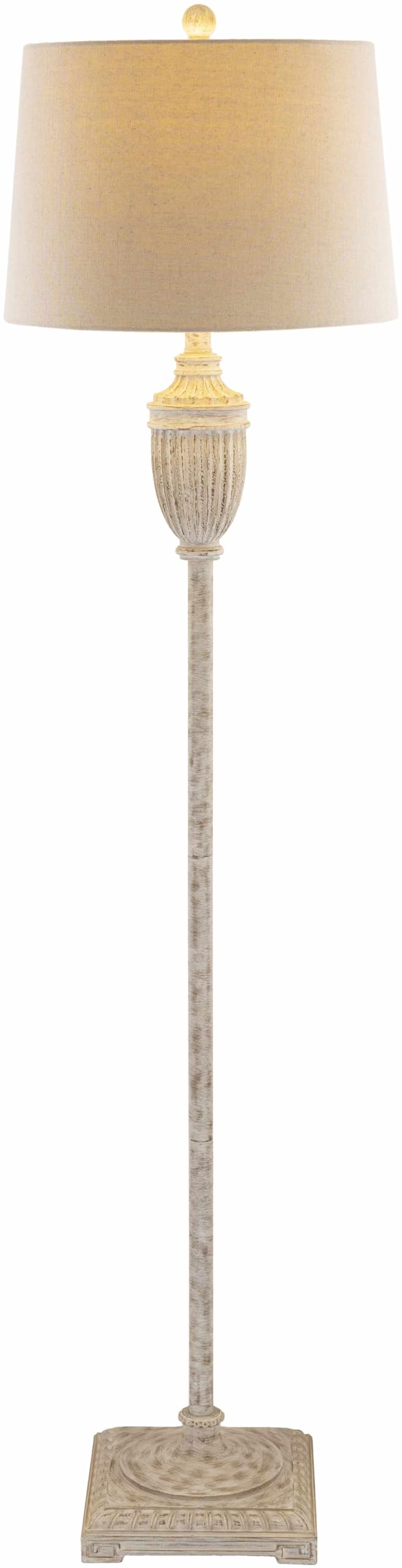 Boutiquerugs Butazon Floor Lamp For Living Room - Boho Standing Lighting - Shade Linen - Cream, White - 59'' H