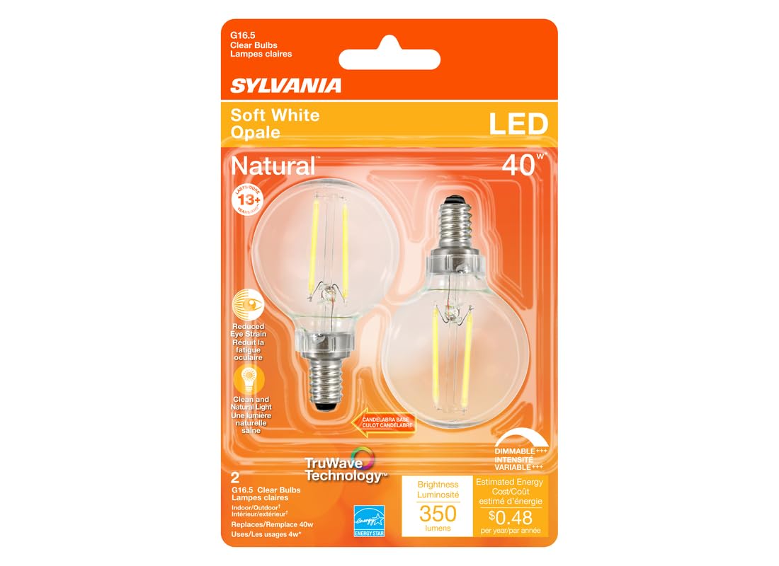 SYLVANIA 40784 - LED4G16.5CDIM927CL13YTLBL2 8/CS 2/SKU Globe Style Antique Filament LED Light Bulb2