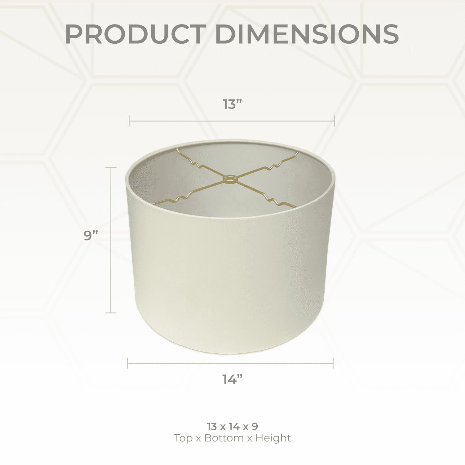 Royal Designs, Inc. Hardback Lamp Shade, Shallow Drum, 13x14x9, Eggshell, Model HB-610-14EG