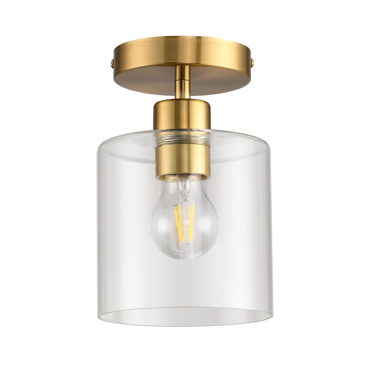 KLSS Brass Semi Flush Mount Ceiling Light,Modern Ceiling Light Fixture for Closet Hallway Entryway,Gold Hallway Light Fixture Ce