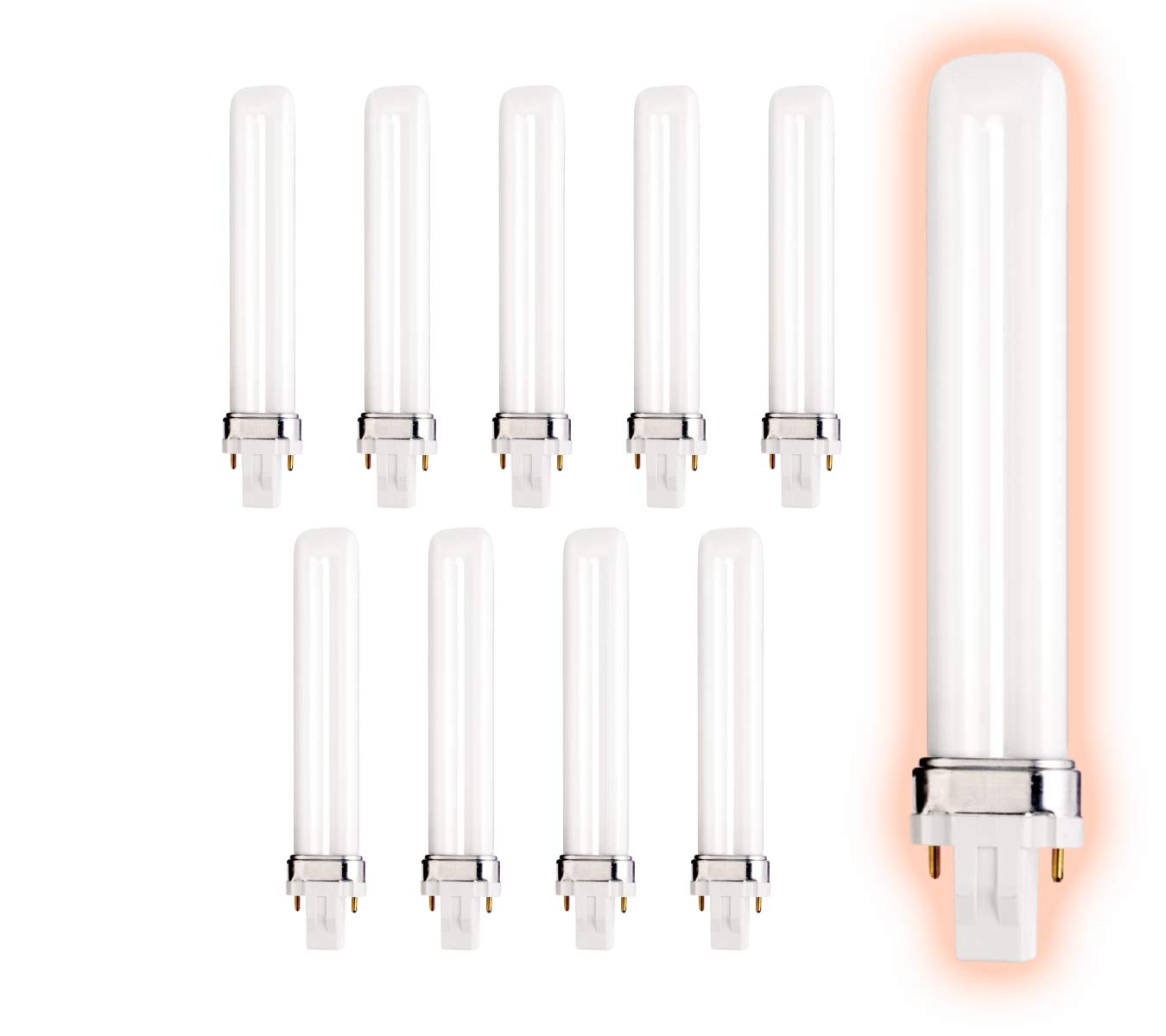 GoodBulb CFL Light Bulbs 13W 800 Lumens 6500K Full Spectrum 2 Pin GX23 Base 10 Count Pack