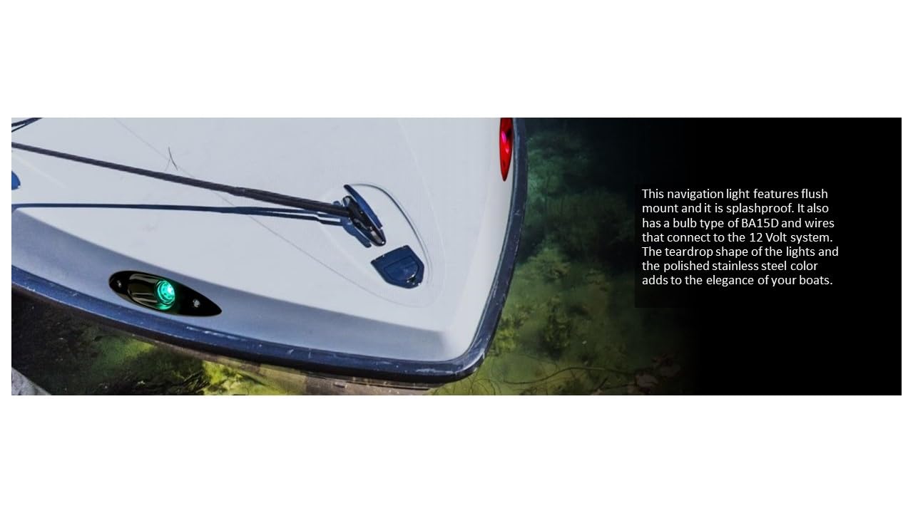 Pactrade Marine Boat Navigational Side Bow Tear Drop Lights Stainless Steel Flush Mount