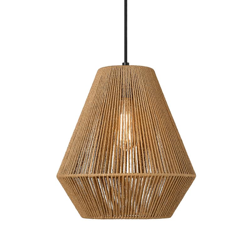 Elyona 12&quot; Woven Pendant Light, Boho Rattan Hanging Lamp For Kitchen, Dining, Bedroom, Hallway