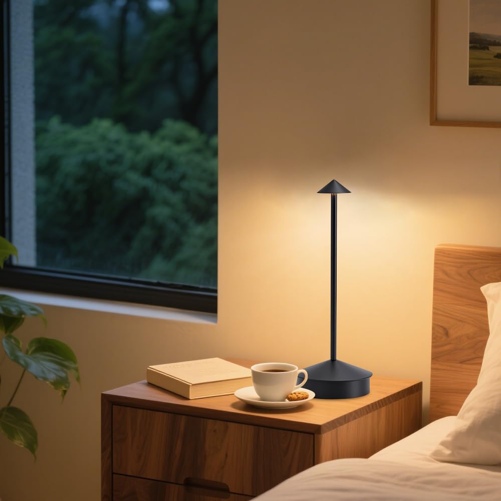Simisand Rechargeable Cordless Table Lamp Set of 2, 6000mAh, Portable LED Touch Lamp, Black, Model 1809
