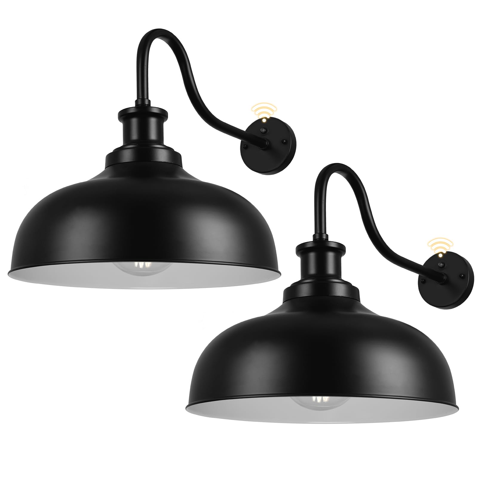 Diyel Dusk To Dawn Outdoor Barn Light 16 Inch Dome Outdoor Wall Sconce Farmhouse Exterior Wall Mount Light Vintage Wall Lighting Fixture Industrial Black Wall Lantern For Porch  2 Pack
