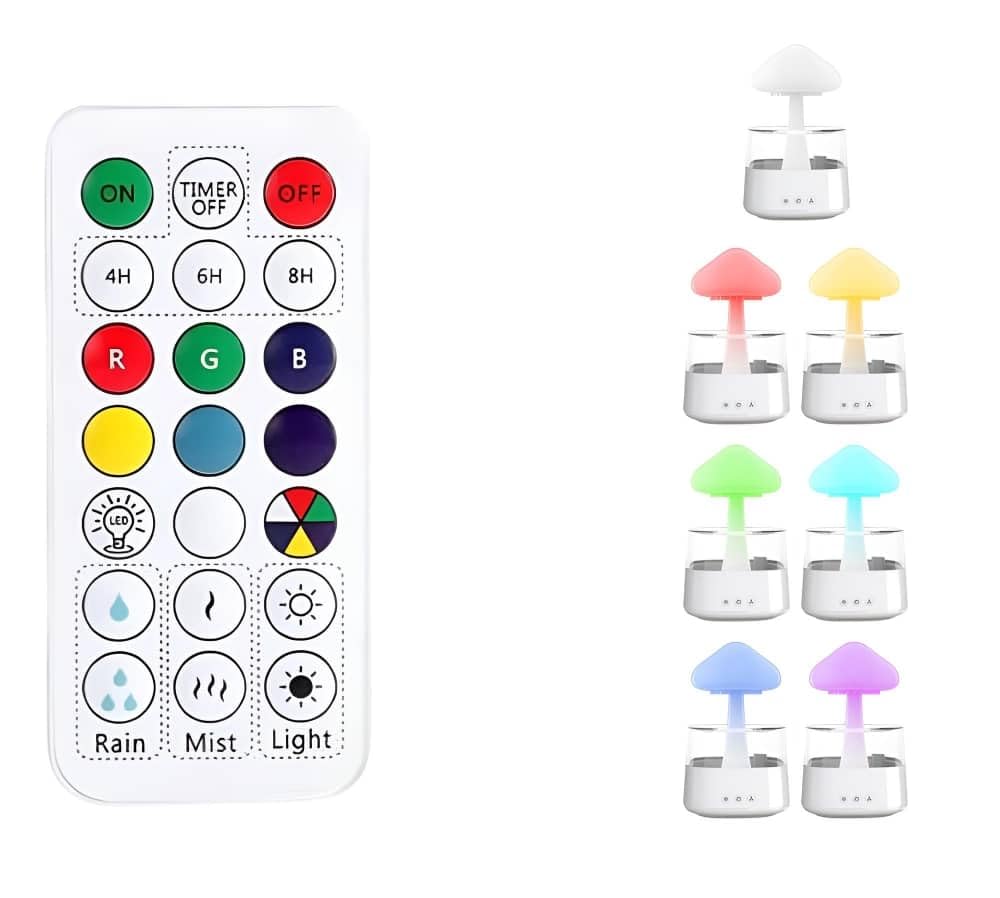 COLORLIFE Raining Cloud Night Light with Remote Control & White Noise, Model CH08, White, Ideal for Kids & Adults, Perfect for Relaxation