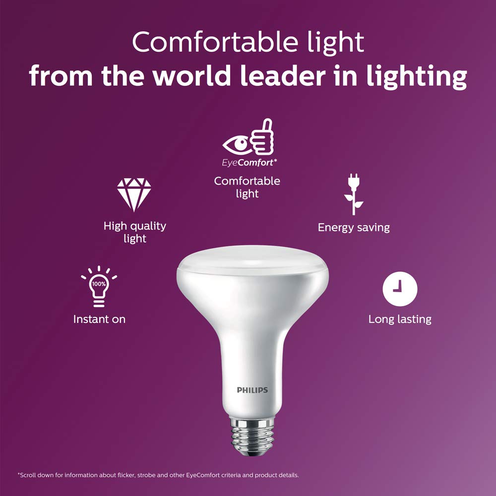 Philips LED Dimmable BR30 Light Bulb, 650-Lumen, 5000K, 11W (65W Equivalent), E26 Base, Frosted, Daylight,