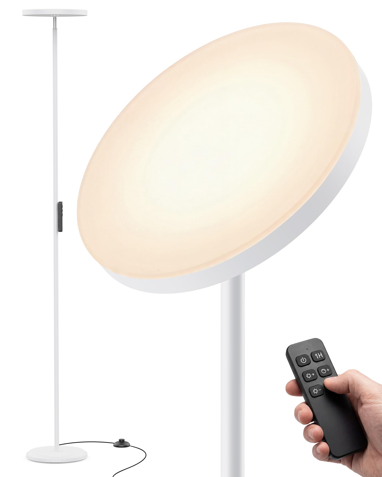 Natapai LED Floor Lamps, 2800Lm Standing Lamp Remote & Foot Switch with 1H Timer, 2700-6500K Stepless Dimmable Modern Pole Light