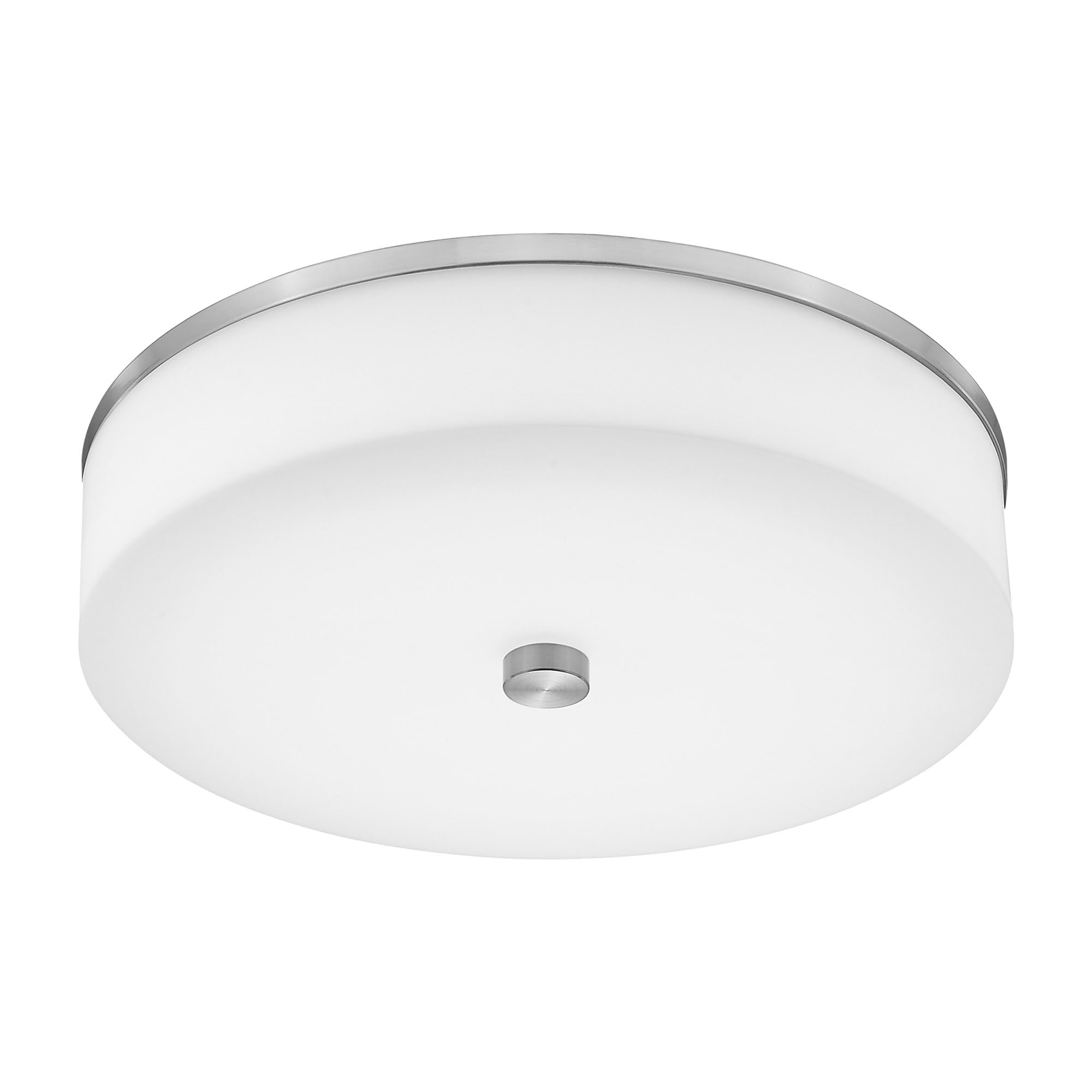 LMS Modern Flush Mount Ceiling Light  16 Large Light Fixtures Ceiling in Brushed Nickel  2- Light Flush Mount Light Fixture with Drum White Acrylic Shade  Dimmable  LMS-030