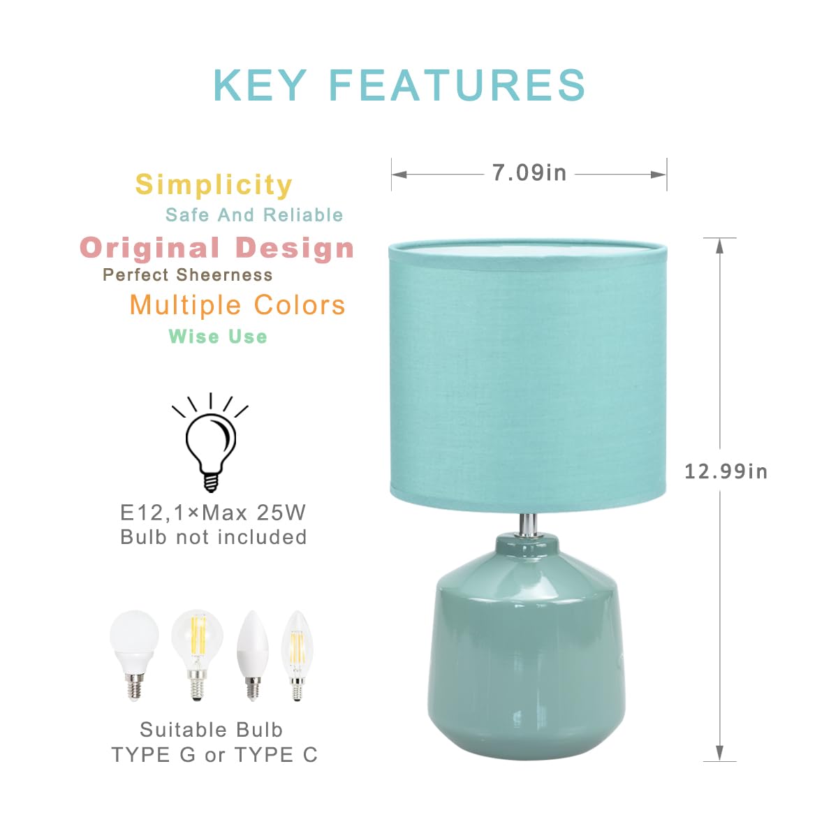 Lampwell Lena Small Table Lamp For Living Room As Bedside Table Lamp For Bedroom,Modern Ceramic Table Lamp,Kids Table Lamp,Night
