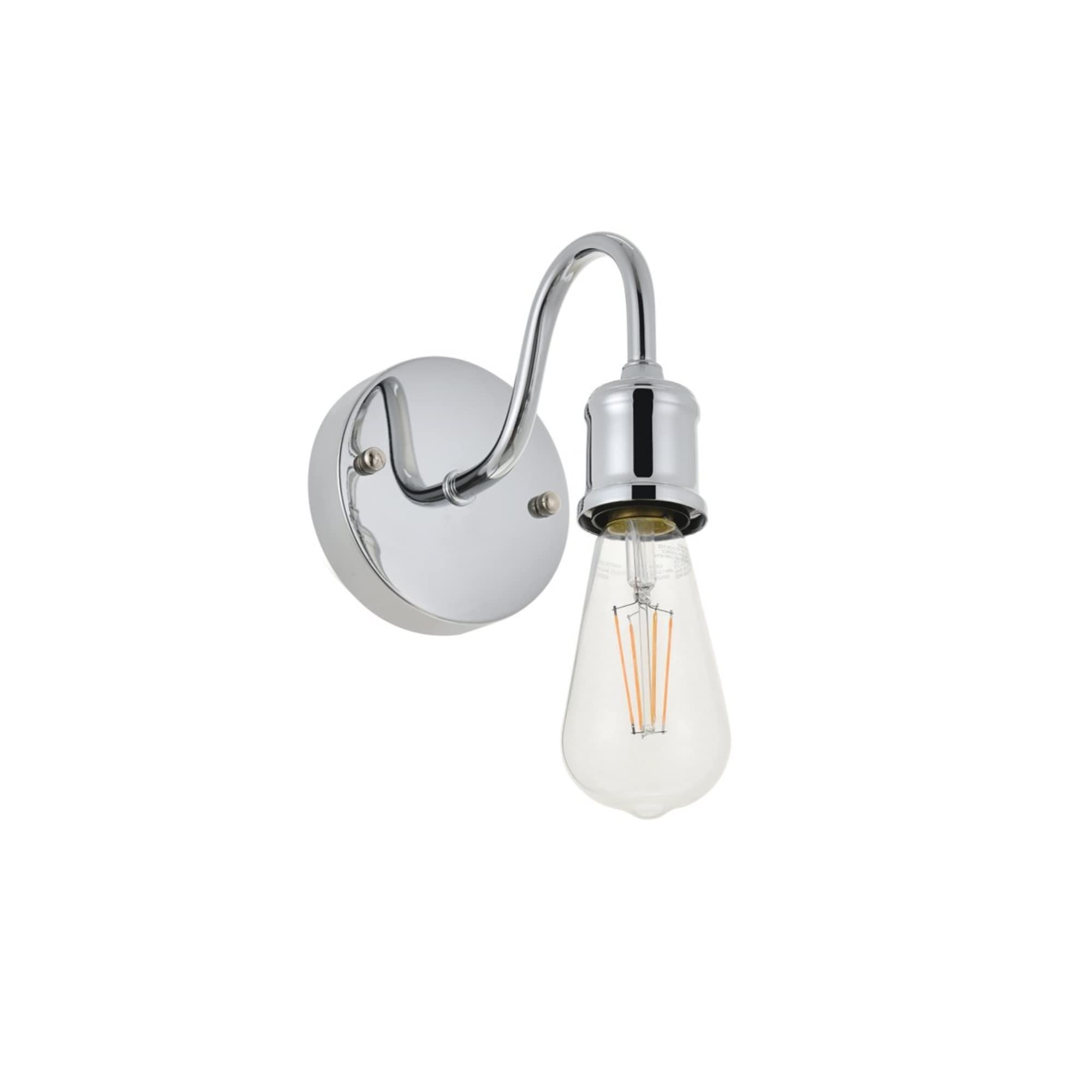 Living District Chrome Mid-Century 1-Light Metal Wall Sconce