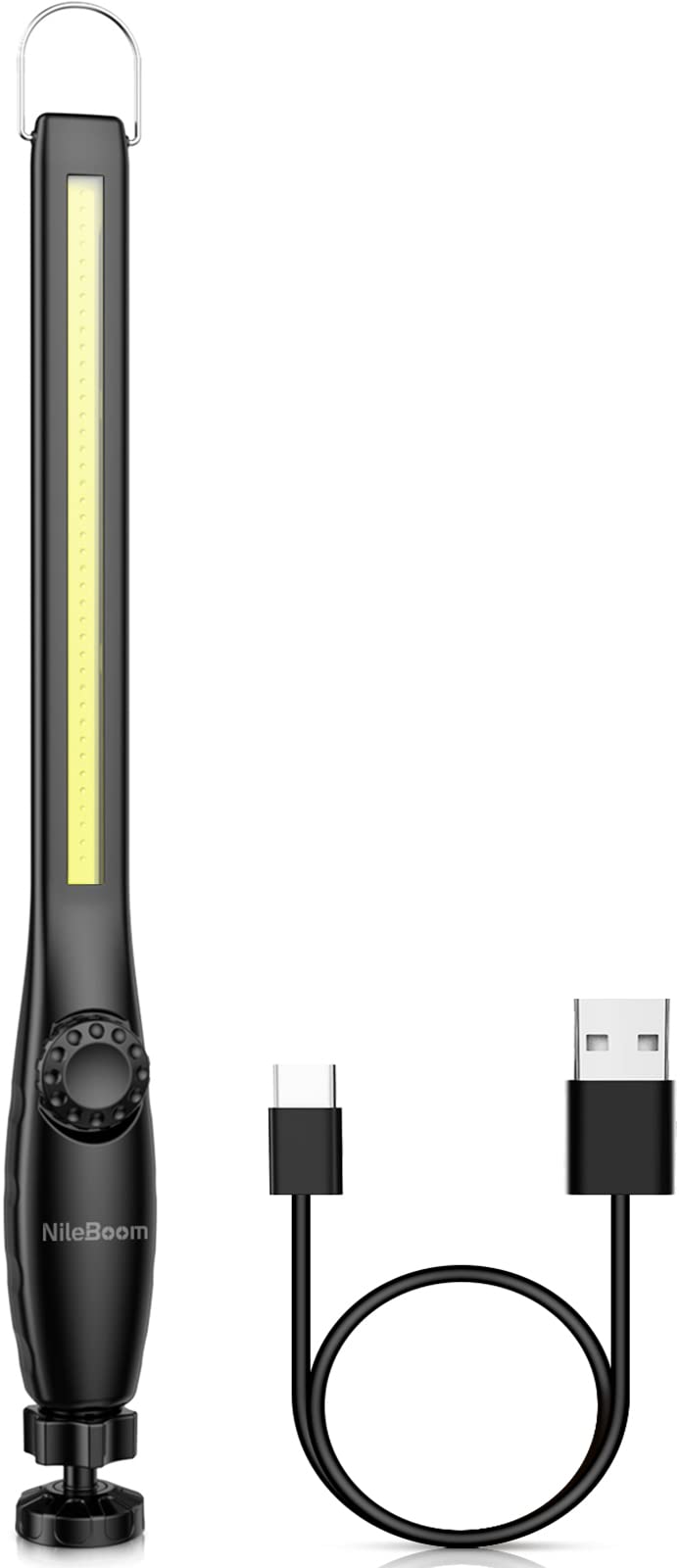 NileBoom LED Work Light, 800 Lumens Rechargeable COB Work Light with Power Capacity Indicator, Magnetic Base& Hook, 360Swivel, f