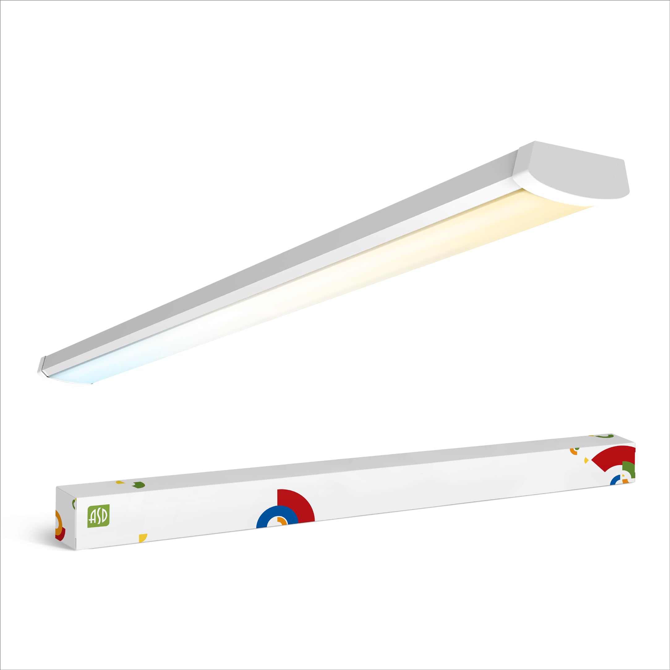 ASD 4ft LED Wraparound Light Fixture - 32-48W 5583LM LED Shop Lights for Garage & Office - 3500K-5000K Adjustable Dimmable Wrap Flush Mount Ceiling Light Kitchen & Workshop - UL DLC