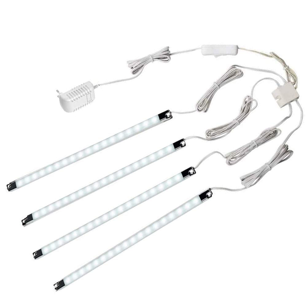 Cefrank LED Display Lights  (4) Band Light Bars for Display Case Shelf Showcase Bookshelf Kitchen Workbench  Plug-in Under Cabinet Lighting - (6000K  Cool White)
