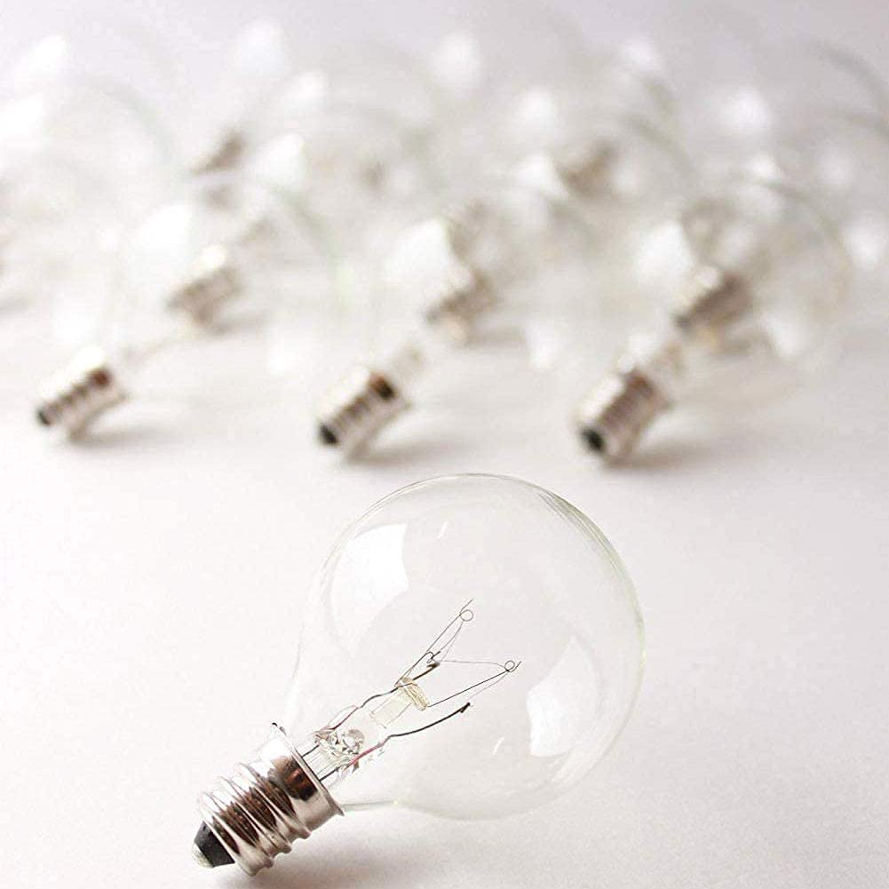 Konictom G40 Dimmable 5W Clear Globe Light Bulbs, E12 Candelabra, 25 Pack For Indoor